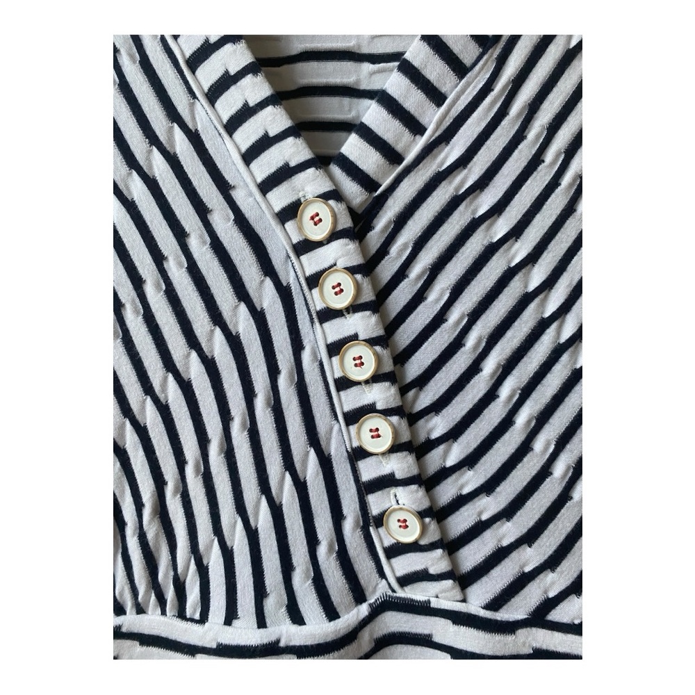 Anthropologie Paladino Maeve blue/ black and white midi stripped dress size S - Picture 7 of 13